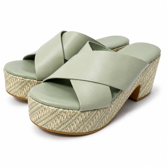 Beach By Matisse Shoes - Beach by Matisse Sage Green Crisscross Platform Slide Sandals Women 7M